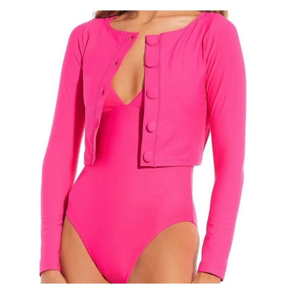 NWT Antonio Melani‎ Hot Pink Swim Cardigan Jacket NEW Size S